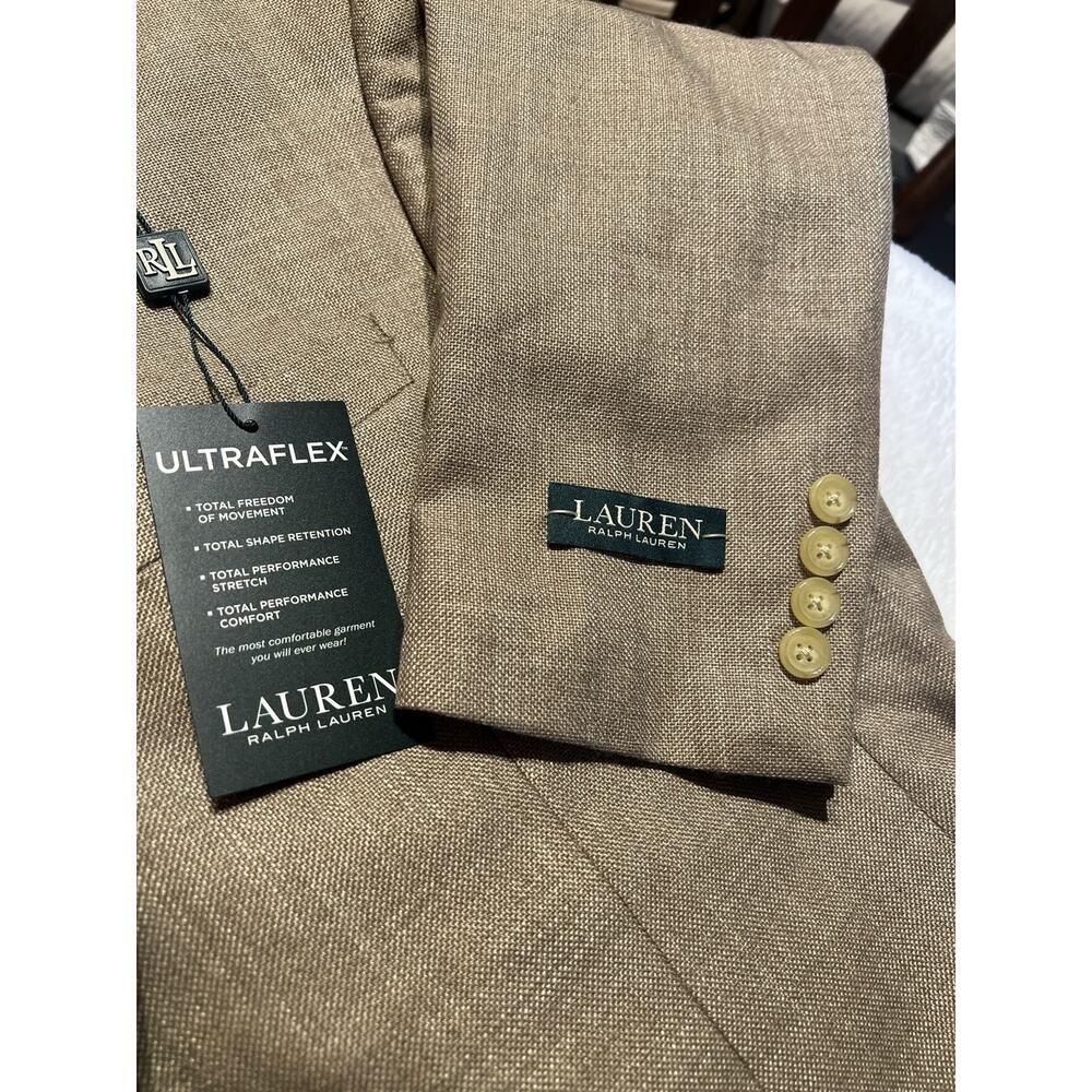 New Ralph Lauren Ultraflex 40R Golden Tan Hopsack Linen Blend Blazer Sport Coat - Picture 13 of 16